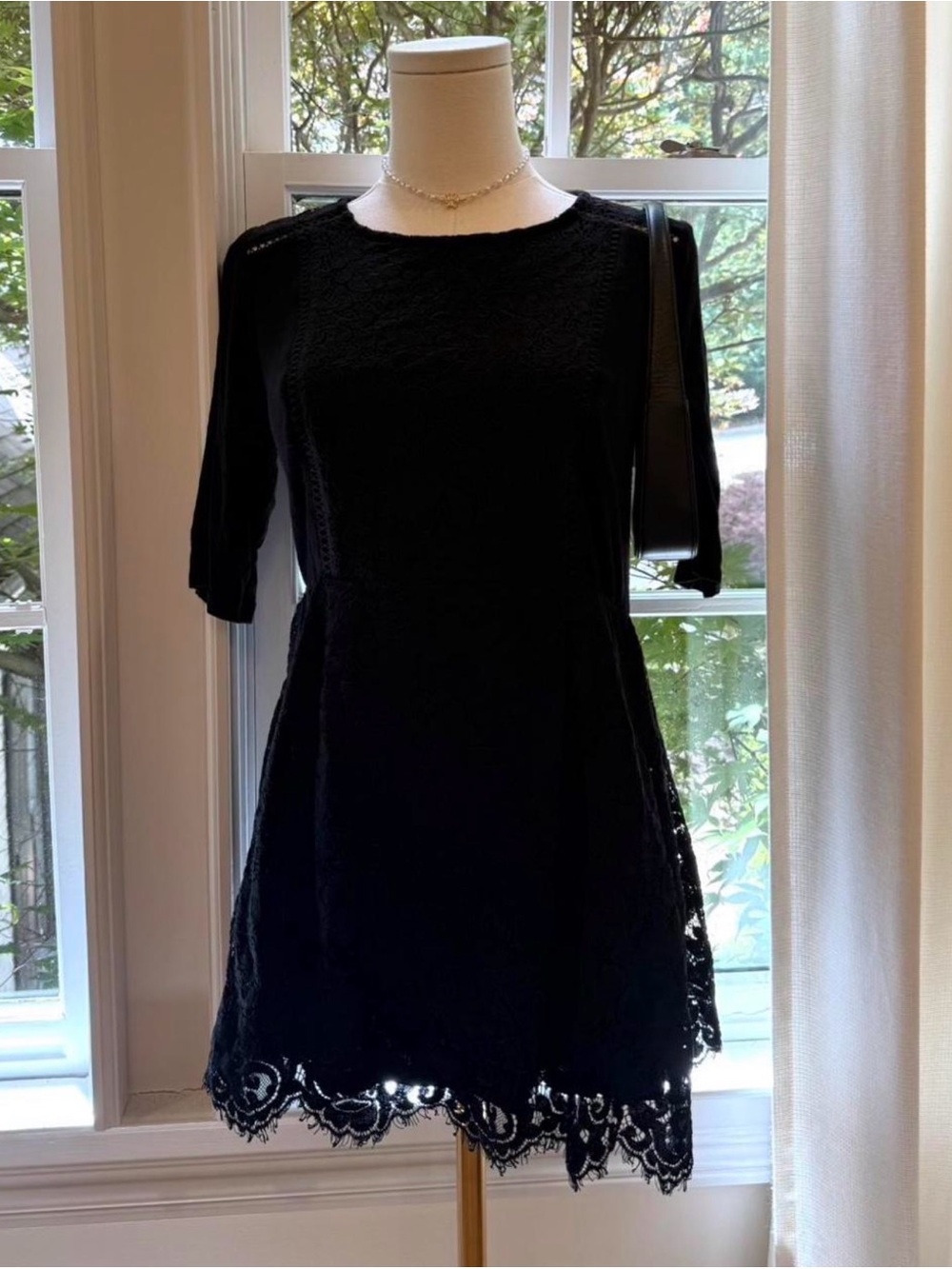 A Pea in the Pod Black Lace-Trim Mini Dress
